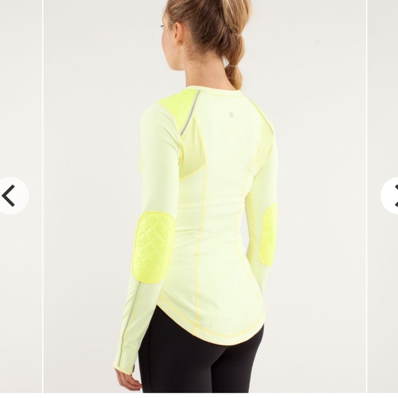 lululemon athletica Tops - Lululemon Run: Ice Queen Long SleeveSlope Stripe Clarity Yellow size 8